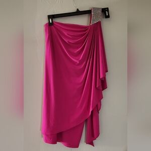 Cache‎ One Shoulder Rhinestone Pink Dress Size 2